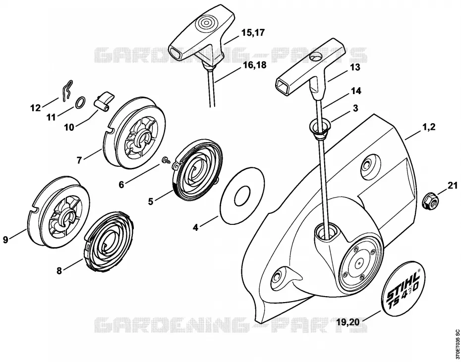 Dispositif de lancement Stihl Découpeuses Découpeuses Découpeuses à disques TS 410-A  TS 410-A
