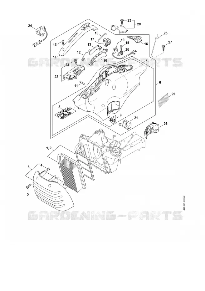 Filtre à air, Capot Stihl Découpeuses Découpeuses Découpeuses à disques TS 410-A  TS 410-A