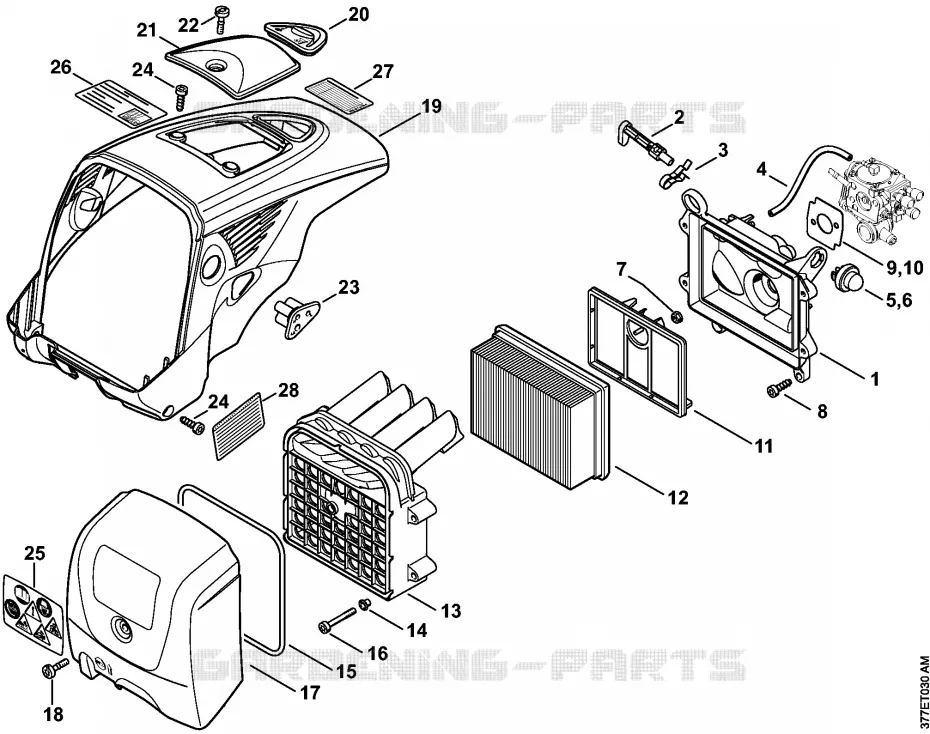 Filtre à air, Capot Stihl Découpeuses Découpeuses Découpeuses à disques TS 800-Z  TS 800-Z