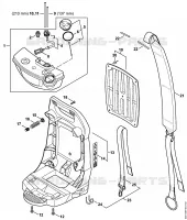Réservoir d'essence, Plaque dorsale pour Stihl BR 200-D
