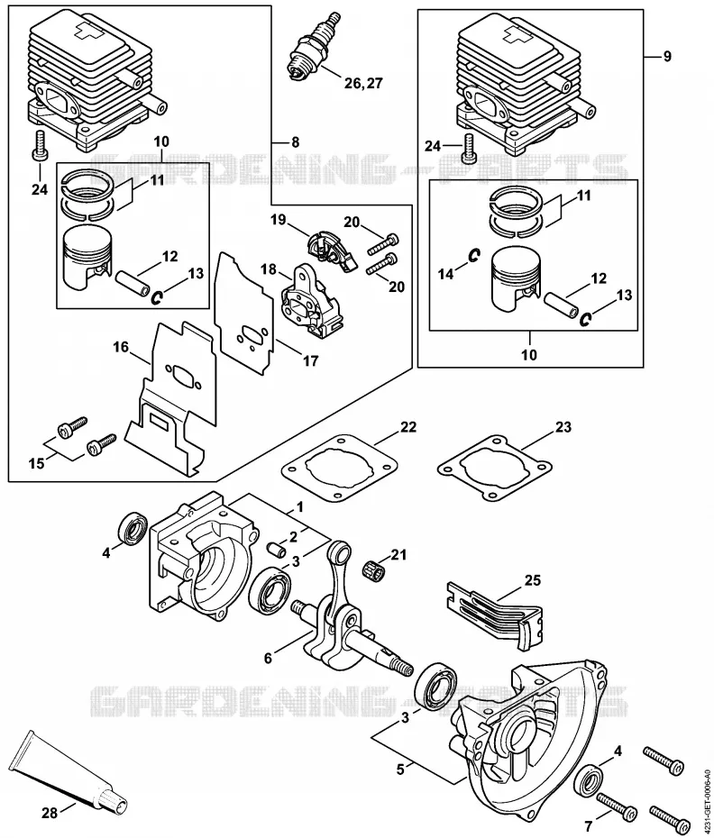 Carter, Cylindre Stihl Balayeuses Balayeuses KW KW 85  KW 85