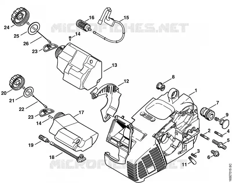 Carter moteur Stihl Tronçonneuses (MS), (MSA), (MSE) Tronçonneuses Tronçonneuses thermiques MS MS 190 T  MS 190 T