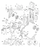 Chariot, Déflecteur d'air, Capot, Boîtier électrique RE 170 PLUS pour Stihl RE 170 PLUS