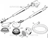 Turbo buse, Turbo brosse, Tuyau flexible d'aspiration pour Stihl RE 360 K