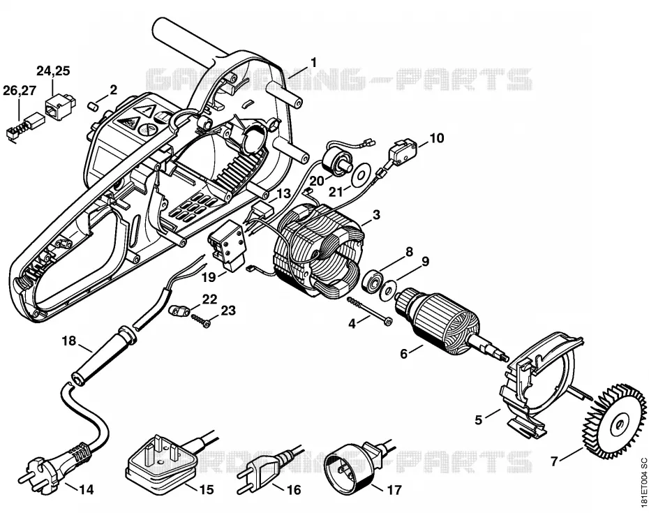 Moteur électrique Stihl Tronçonneuses Tronçonneuses Tronçonneuses électriques E 140  E 140