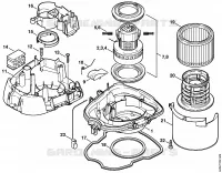 Carter moteur, Moteur électrique, Filtre pour Stihl SE 121 E