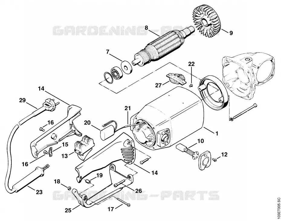 Corps, Poignée, Câble d'alimentation Stihl Tronçonneuses Tronçonneuses Tronçonneuses électriques E 15  E 15