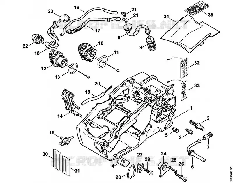 Carter moteur Stihl Tronçonneuses (MS), (MSA), (MSE) Tronçonneuses Tronçonneuses thermiques MS MS 192 T  MS 192 T