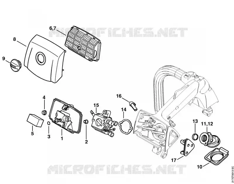 Filtre à air Stihl Tronçonneuses (MS), (MSA), (MSE) Tronçonneuses Tronçonneuses thermiques MS MS 192 T  MS 192 T