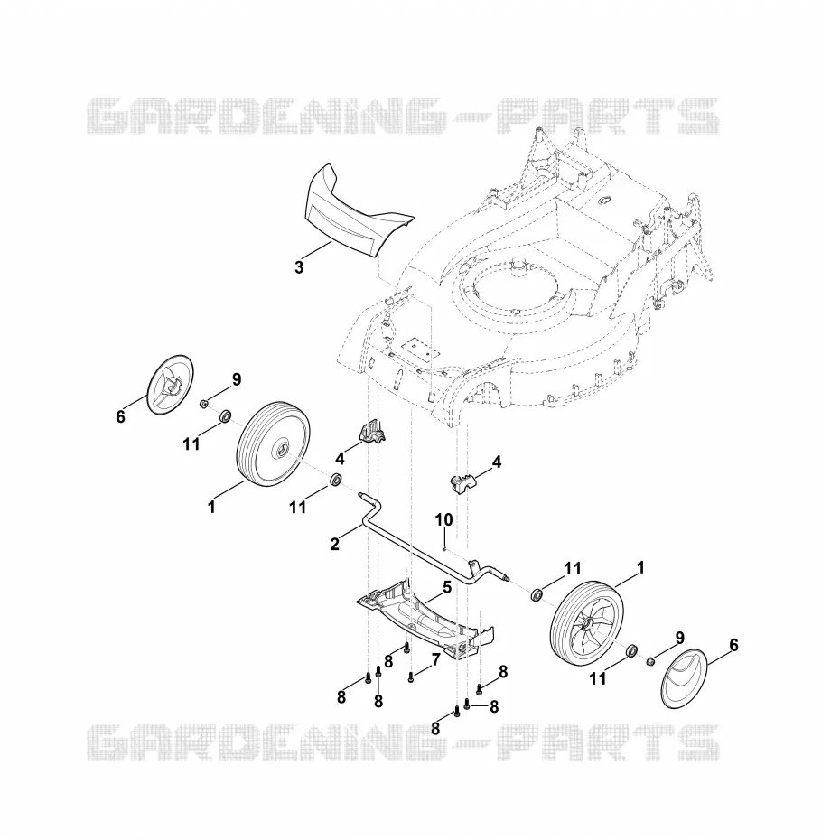 D - Axe avant, cache Stihl Tondeuses Tondeuses VIKING : MB MB 650.3 V  MB 650.3 V
