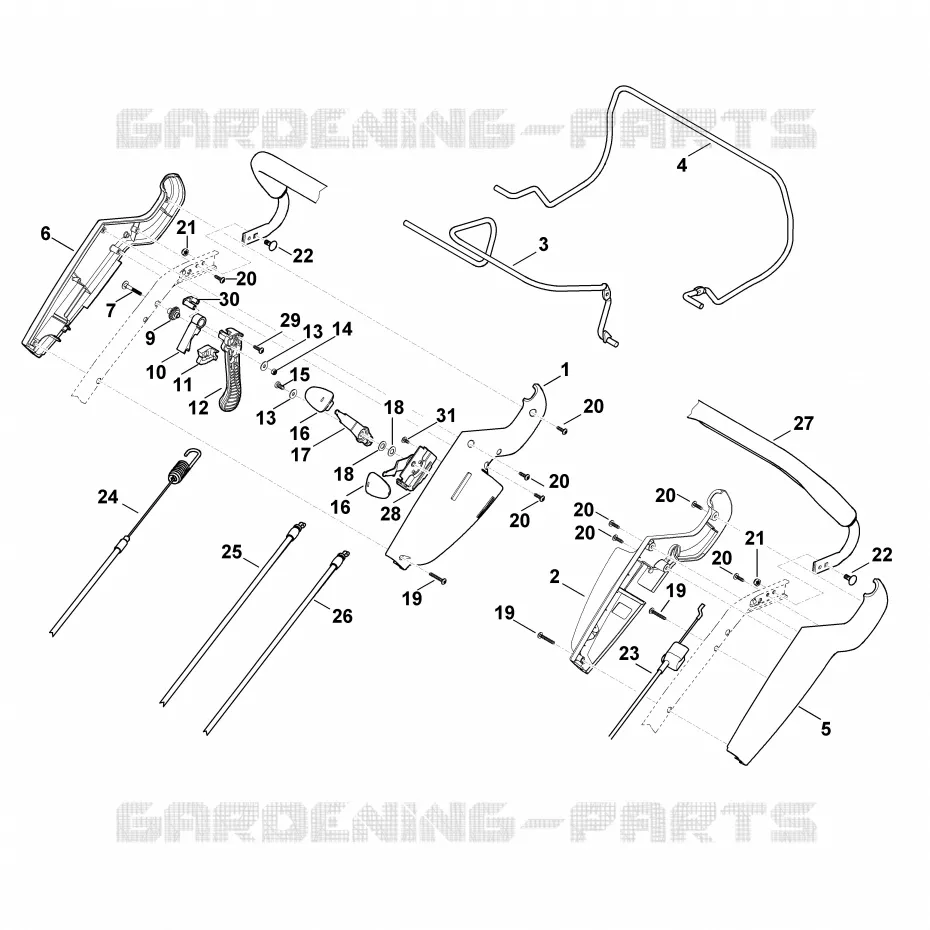 A - Guidon part haut Stihl Tondeuses Tondeuses VIKING : MB MB 655.0 OS  MB 655.0 OS