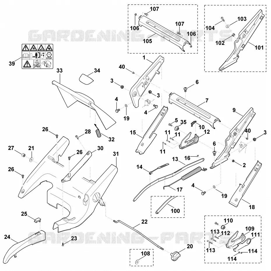 C - Chassis, Réglage de hauteur Stihl Tondeuses Tondeuses VIKING : MB MB 655.0 OS  MB 655.0 OS