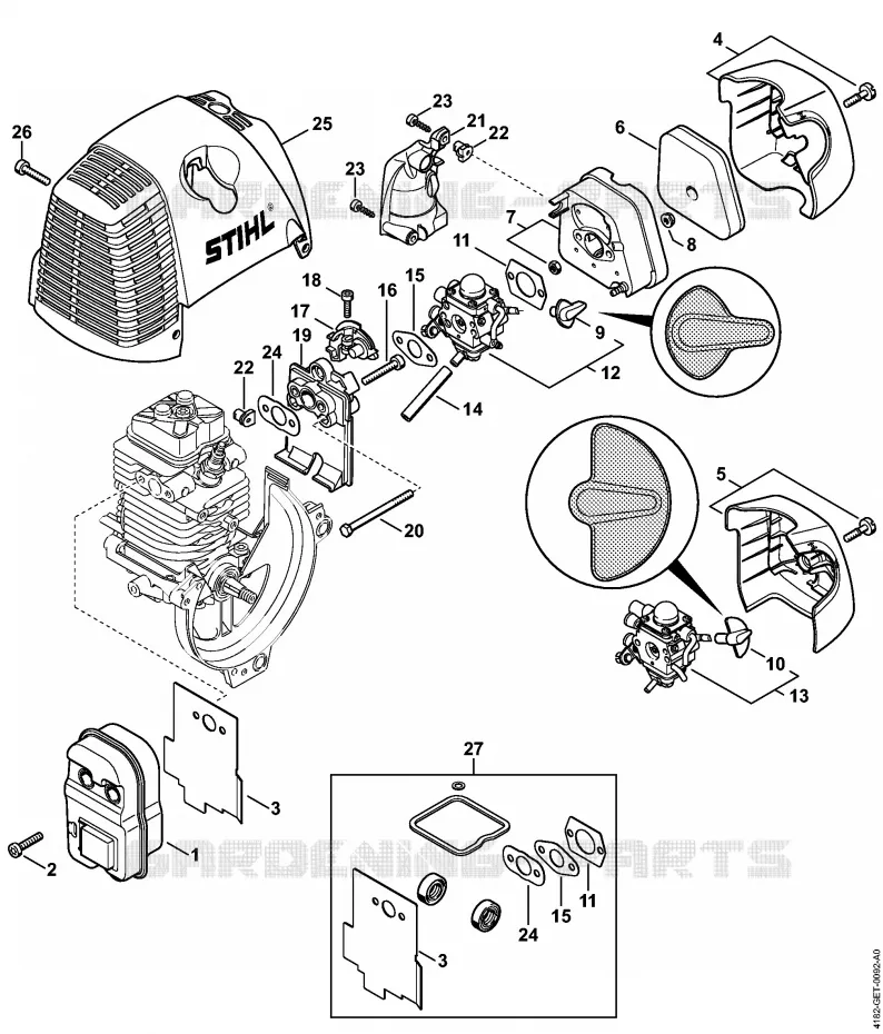 Silencieux, Filtre à air Stihl Perche élagueuses Perche élagueuses Perche élagueuses HT 100  HT 100