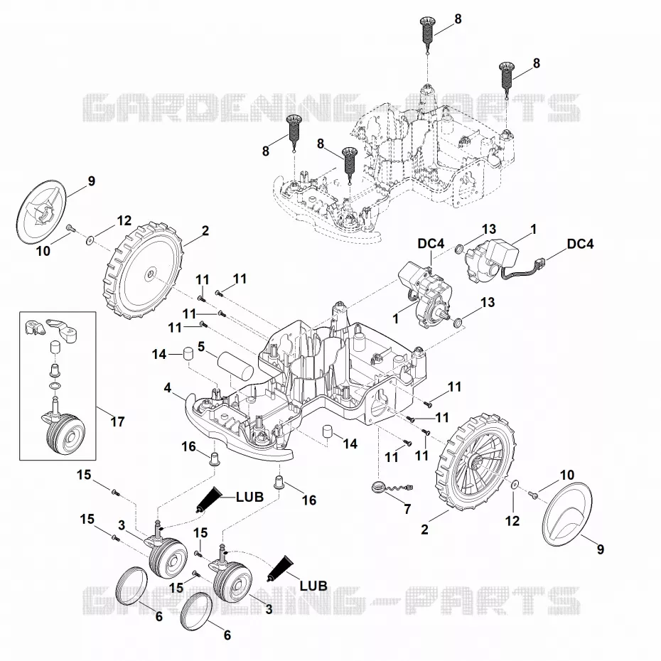 C - Parte inferérieure du carter, châssis Stihl Robots de tontes Robots de tontes VIKING MI MI 422.1  MI 422.1