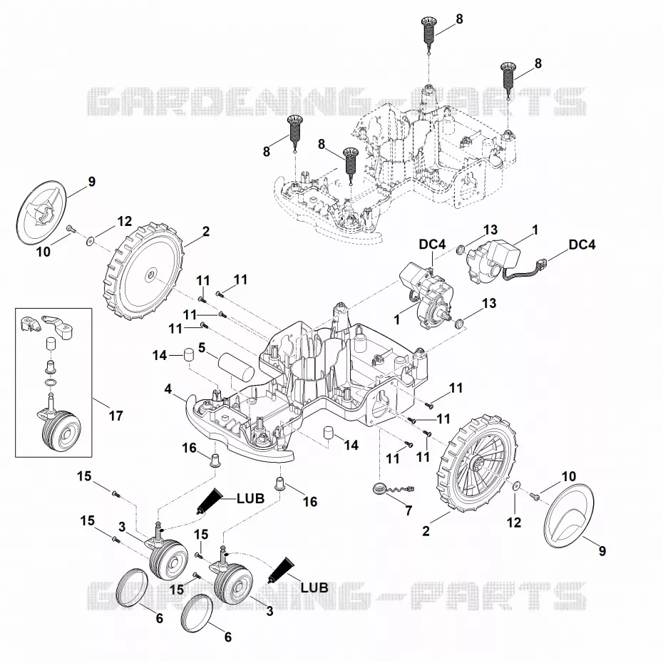 C - Parte inferérieure du carter, châssis Stihl Robots de tontes Robots de tontes VIKING MI MI 422.1 PC  MI 422.1 PC