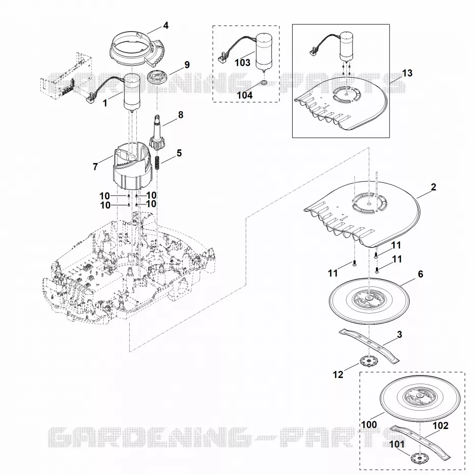 D - Plateau de coupe, réglage en hauteur Stihl Robots de tontes Robots de tontes VIKING MI MI 632.0 PC  MI 632.0 PC