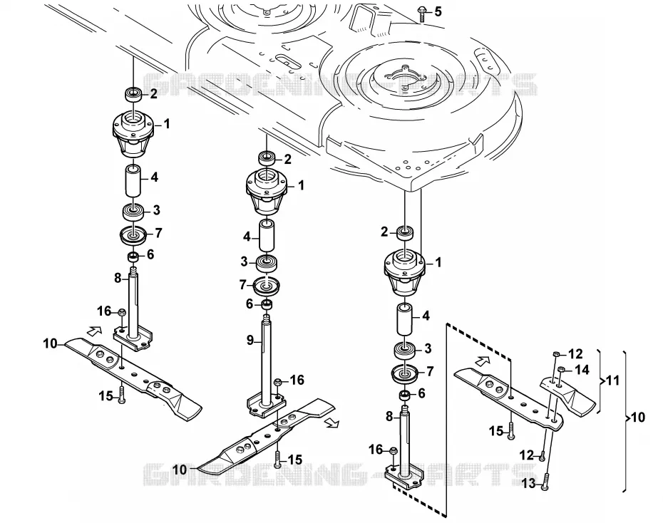 E - Système Lames Stihl Tracteurs de pelouse Tracteurs tondeuses VIKING : Accessoires AME 848  AME 848