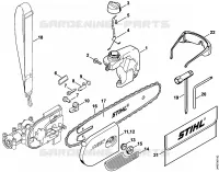 Réservoir d'huile, Couvercle de pignon, Outils pour Stihl HTE 60
