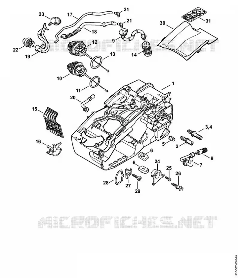 Carter moteur Stihl Tronçonneuses (MS), (MSA), (MSE) Tronçonneuses Tronçonneuses thermiques MS MS 193 T  MS 193 T