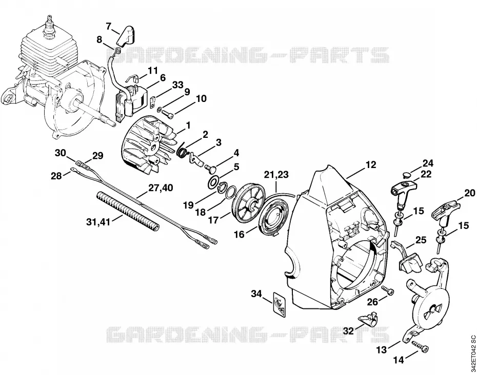 Dispositif d'allumage, Dispositif de lancement Stihl Coupe-bordures et Débroussailleuses Coupe-bordures et Débroussailleuses Débroussailleuses thermiques légères FS 44 R  FS 44 R