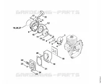 Dispositif de lancement, Silencieux pour Stihl FS 56 (4125)