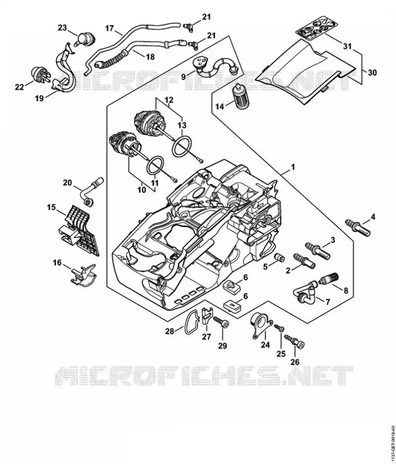 Carter moteur Stihl Tronçonneuses (MS), (MSA), (MSE) Tronçonneuses Tronçonneuses thermiques MS MS 194 T  MS 194 T