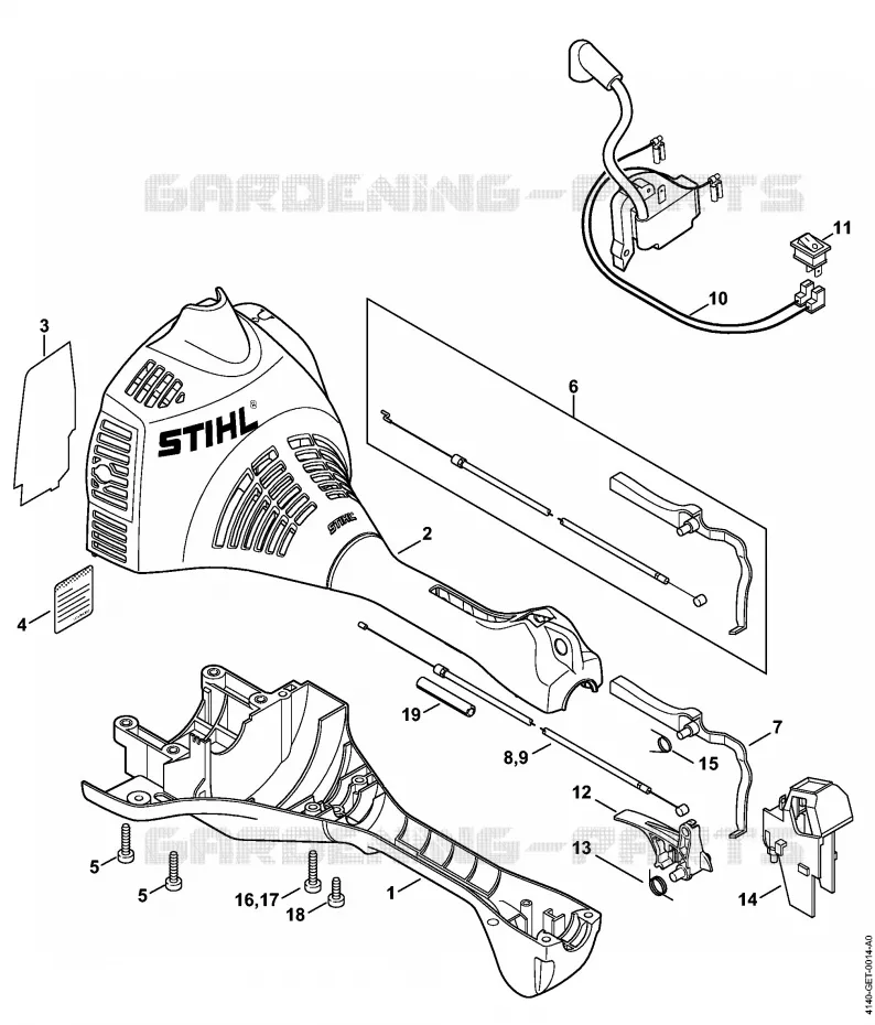 Carter moteur (Poignée circulaire) Stihl Coupe-bordures et Débroussailleuses Coupe-bordures et Débroussailleuses Débroussailleuses thermiques légères FS 55 R  FS 55 R