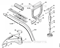 Tube complet FS 75, Poignée circulaire pour Stihl FS 75