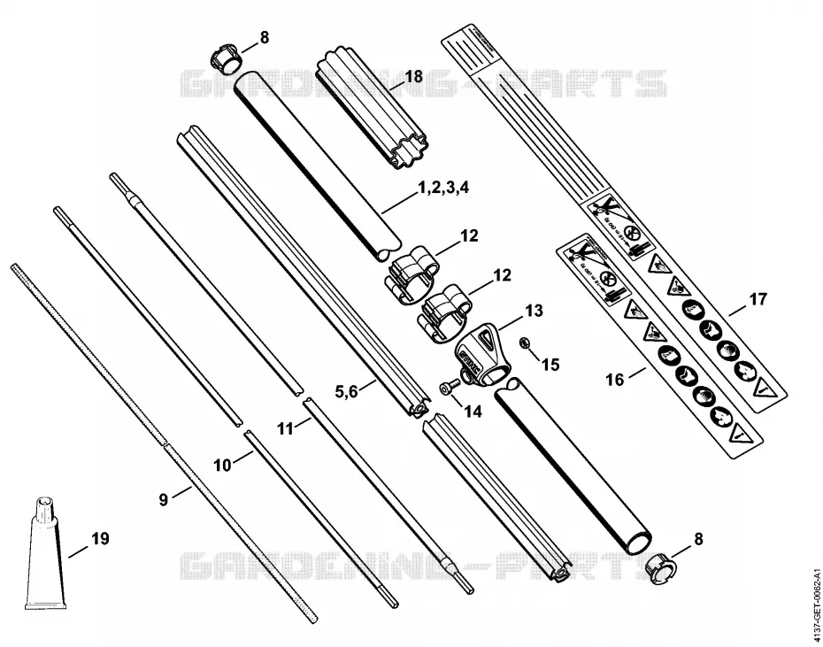 Tube complet FS 80, 80 R, 85, 85 R, 85 RX Stihl Coupe-bordures et Débroussailleuses Coupe-bordures et Débroussailleuses Débroussailleuses thermiques légères FS 80  FS 80