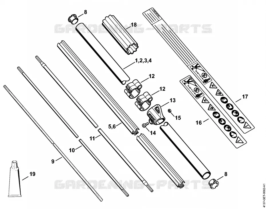 Tube complet FS 80, 80 R, 85, 85 R, 85 RX Stihl Coupe-bordures et Débroussailleuses Coupe-bordures et Débroussailleuses Débroussailleuses thermiques légères FS 80 R  FS 80 R