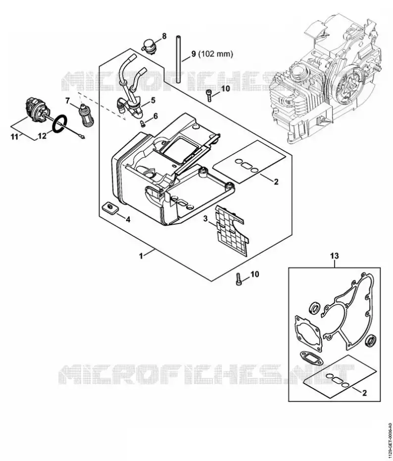 Carter de réservoir MS 200 Stihl Tronçonneuses (MS), (MSA), (MSE) Tronçonneuses Tronçonneuses thermiques MS MS 200  MS 200