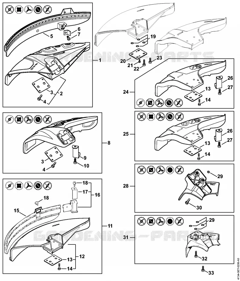 Capot protecteur Stihl Coupe-bordures et Débroussailleuses Coupe-bordures et Débroussailleuses Débroussailleuses thermiques légères FS 200 R  FS 200 R