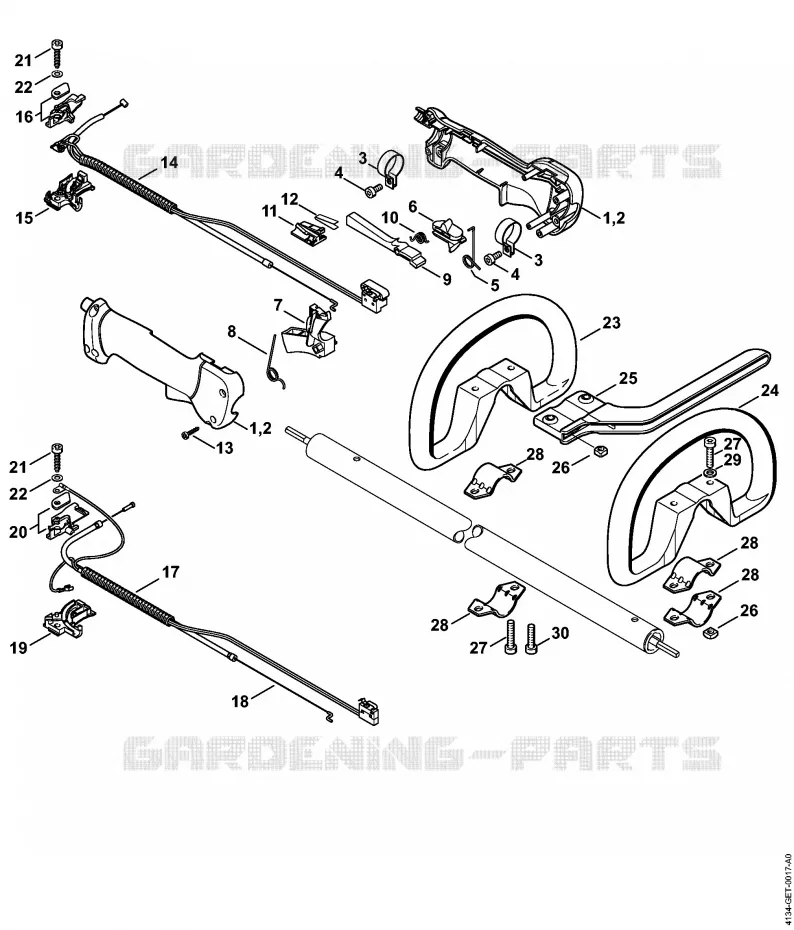 Poignée de commande Stihl Coupe-bordures et Débroussailleuses Coupe-bordures et Débroussailleuses Débroussailleuses thermiques légères FS 200 R  FS 200 R