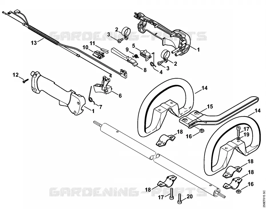 Poignée Stihl Coupe-bordures et Débroussailleuses Coupe-bordures et Débroussailleuses Débroussailleuses thermiques légères FS 130 R  FS 130 R