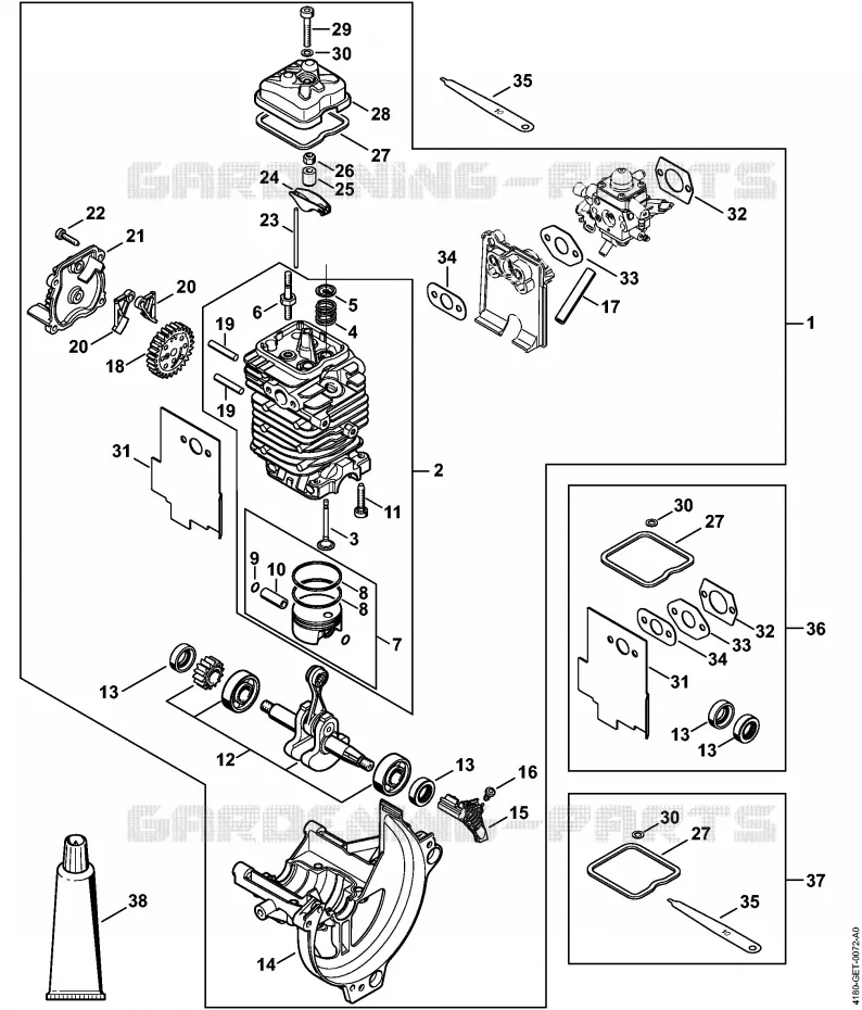 Bloc moteur Ø 43 mm Stihl Coupe-bordures et Débroussailleuses Coupe-bordures et Débroussailleuses Débroussailleuses thermiques légères FS 131 R  FS 131 R