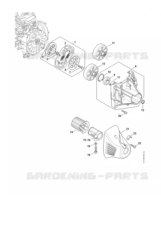 Embrayage, Carter d'accouplement Stihl Coupe-bordures et Débroussailleuses Coupe-bordures et Débroussailleuses Débroussailleuses thermiques légères FS 240 R  FS 240 R