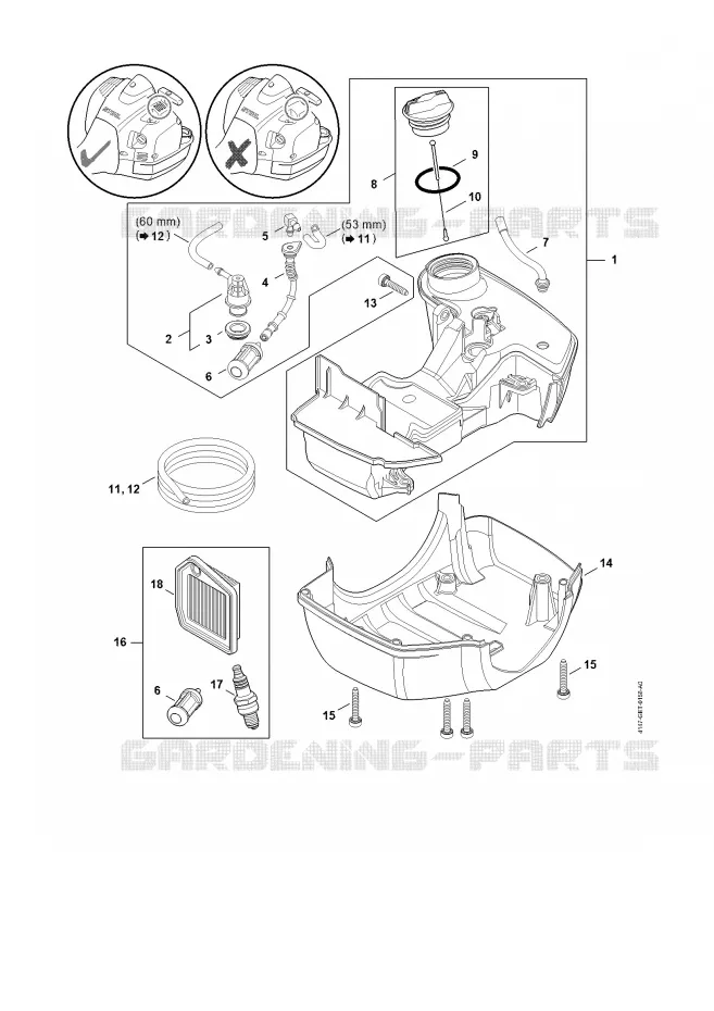 Réservoir d'essence Stihl Coupe-bordures et Débroussailleuses Coupe-bordures et Débroussailleuses Débroussailleuses thermiques légères FS 240 R  FS 240 R