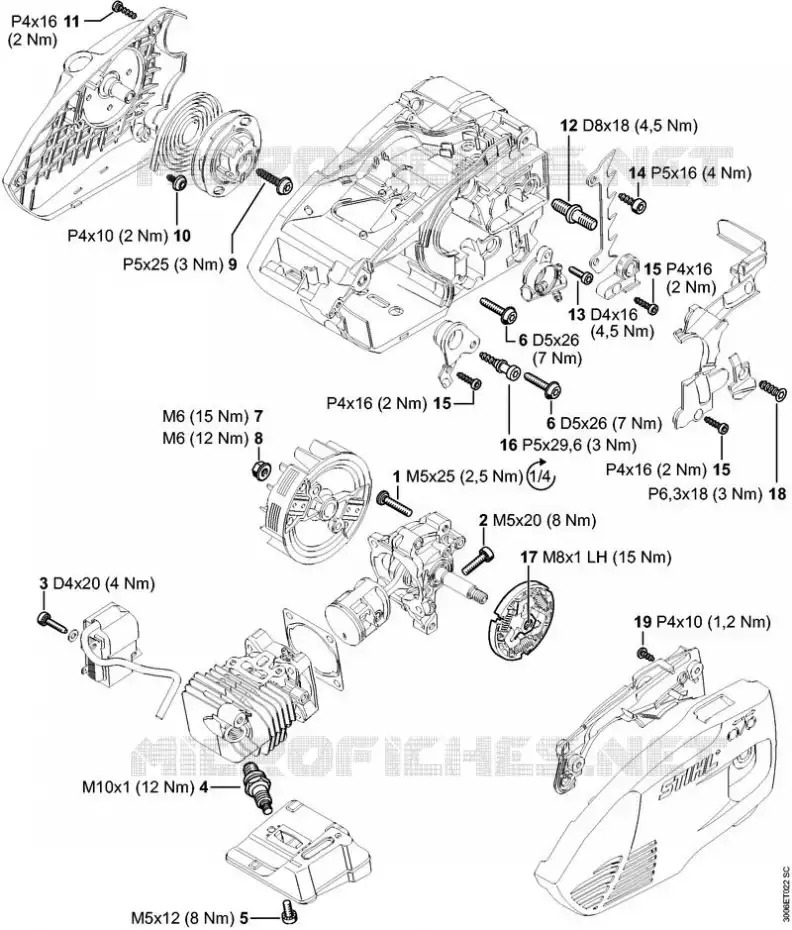 Couples de serrage Stihl Tronçonneuses (MS), (MSA), (MSE) Tronçonneuses Tronçonneuses thermiques MS MS 150 TC-E  MS 150 TC-E