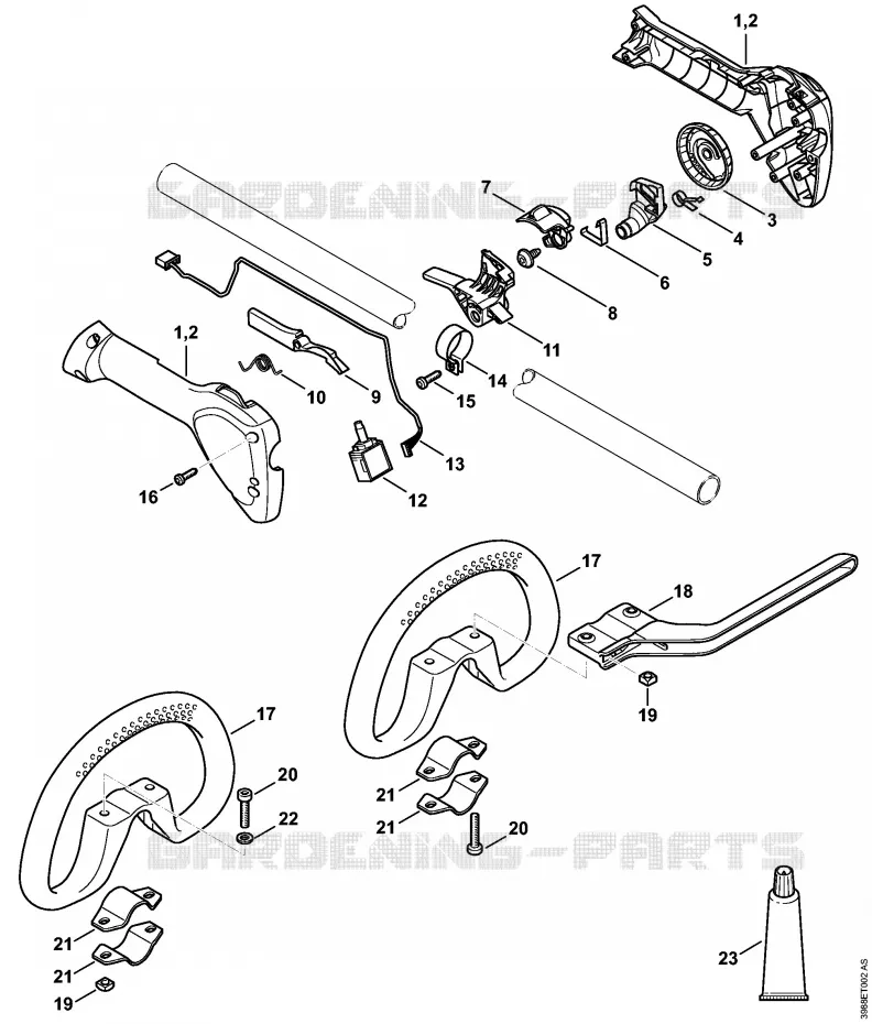 Poignée de commande Stihl Coupe-bordures et Débroussailleuses Coupe-bordures et Débroussailleuses Débroussailleuses sur batteries FSA 90 R  FSA 90 R