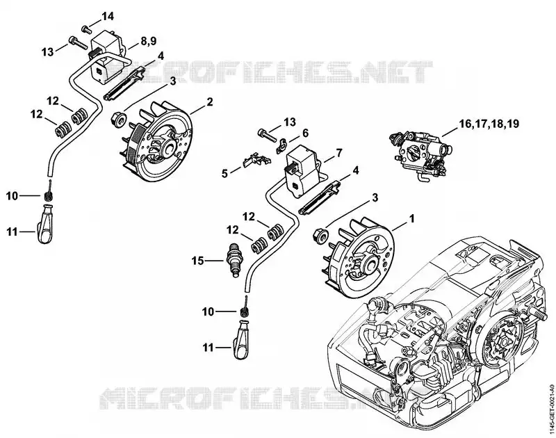 Dispositif d'allumage Stihl Tronçonneuses (MS), (MSA), (MSE) Tronçonneuses Tronçonneuses thermiques MS MS 201 T  MS 201 T