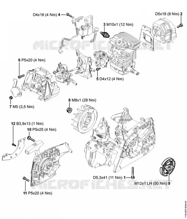 Couples de serrage Stihl  Tronçonneuses Tronçonneuses thermiques MS MS 211  MS 211