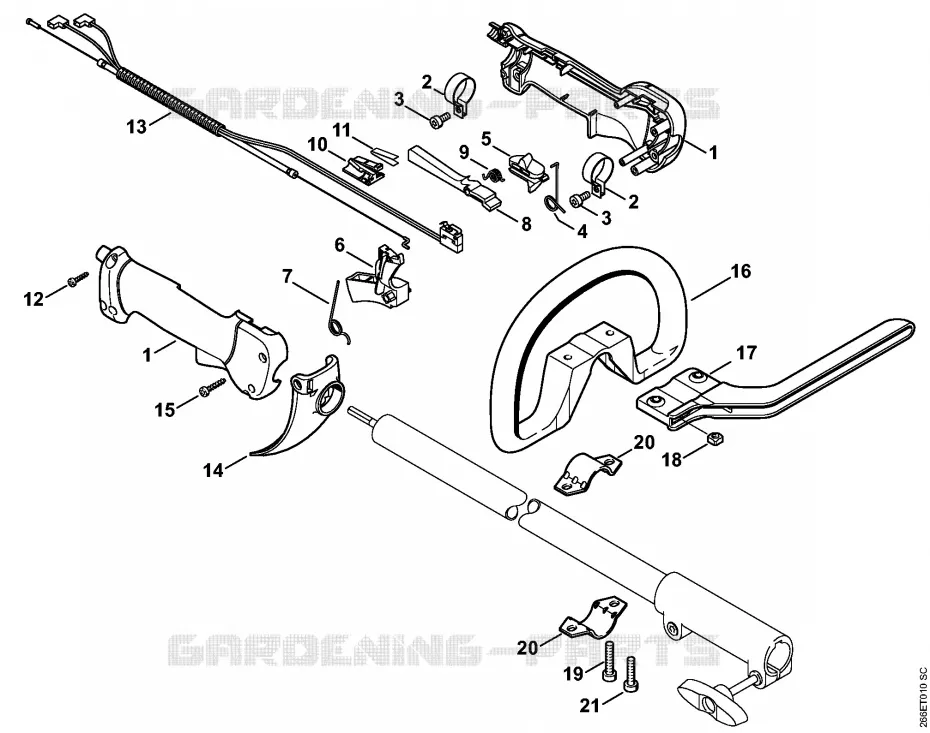 Poignée de commande Stihl Coupe-bordures et Débroussailleuses Coupe-bordures et Débroussailleuses Débroussailleuses à dos FR 130 T  FR 130 T