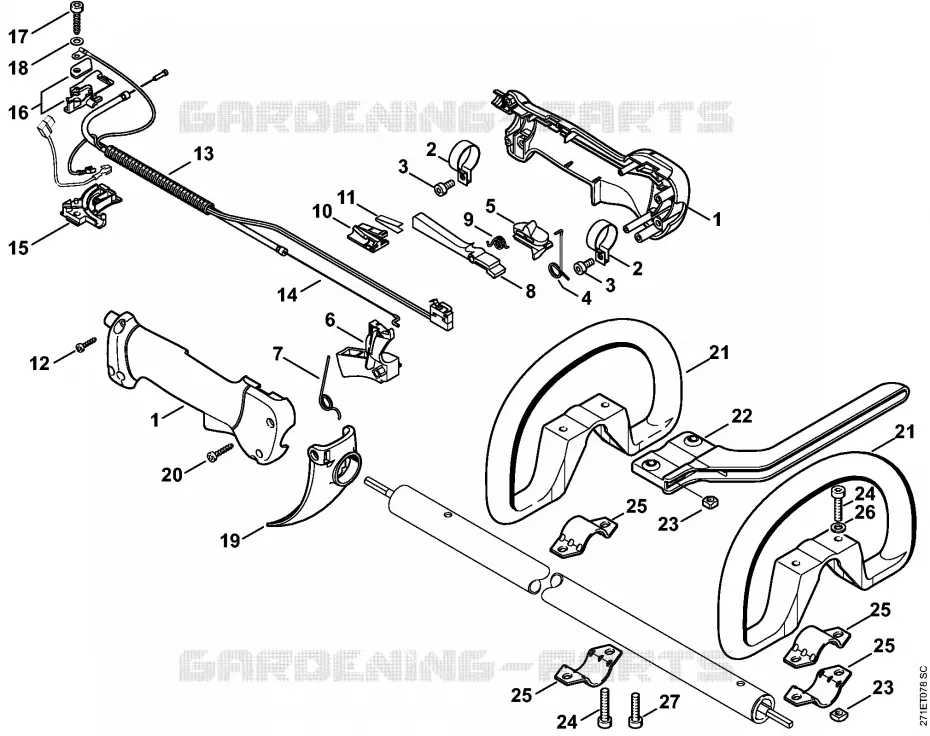 Poignée de commande Stihl Coupe-bordures et Débroussailleuses Coupe-bordures et Débroussailleuses Débroussailleuses à dos FR 450  FR 450