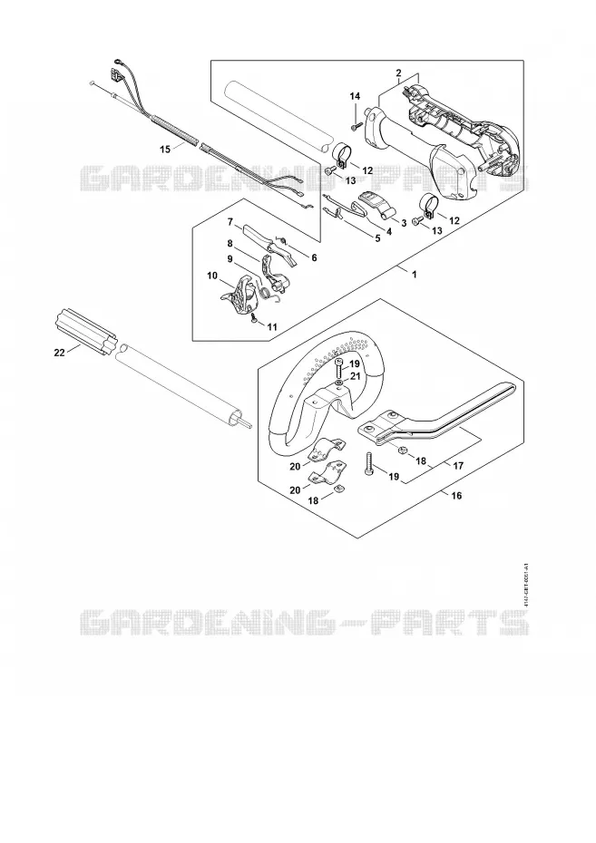 Poignée de commande Stihl Coupe-bordures et Débroussailleuses Coupe-bordures et Débroussailleuses Débroussailleuses à dos FR 460 TC-EM  FR 460 TC-EM