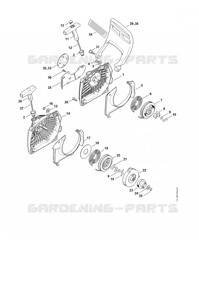 Dispositif de lancement, Protège-main Stihl Tronçonneuses Tronçonneuses Tronçonneuses thermiques MS MS 261 C-M  MS 261 C-M