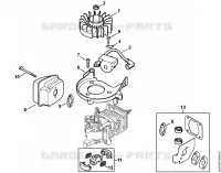 Dispositif d'allumage, Silencieux 2 MIX pour Stihl HS 45 2-MIX