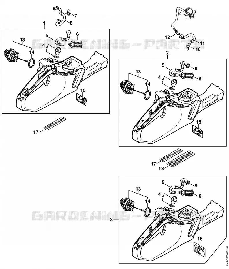 Carter de réservoir Stihl Tronçonneuses Tronçonneuses Tronçonneuses thermiques MS MS 291 C-BE  MS 291 C-BE