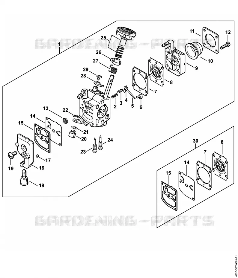 Carburateur 4237/21 Stihl Taille-haies Taille-haies Taille-haies thermiques HS 87 R  HS 87 R