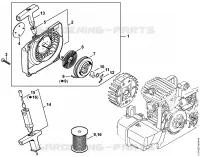 Carter de ventilateur avec lanceur pour Stihl MS 290