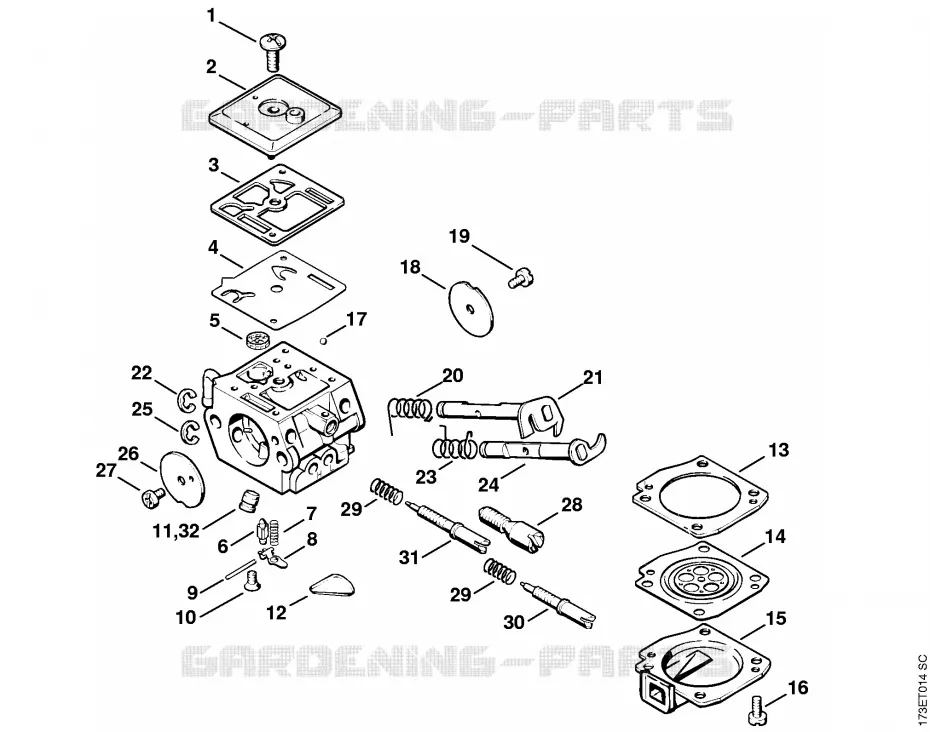 Carburateur C3A-S31 Stihl Tronçonneuses Tronçonneuses Tronçonneuses thermiques MS MS 340  MS 340